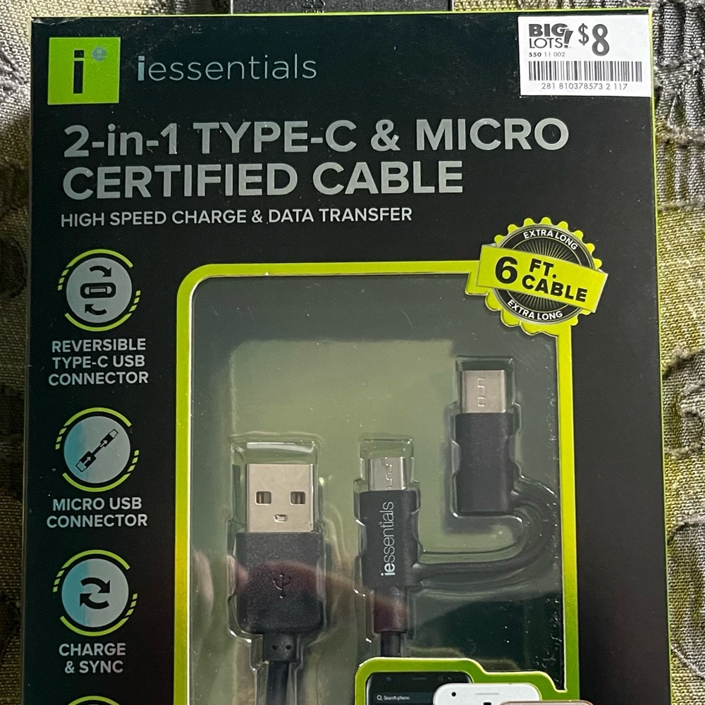 2-in 1 phone chargers for Android/Samsung